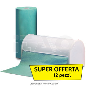 Rotolo mantelline 2 strati carta-plastica verde 12 pz....